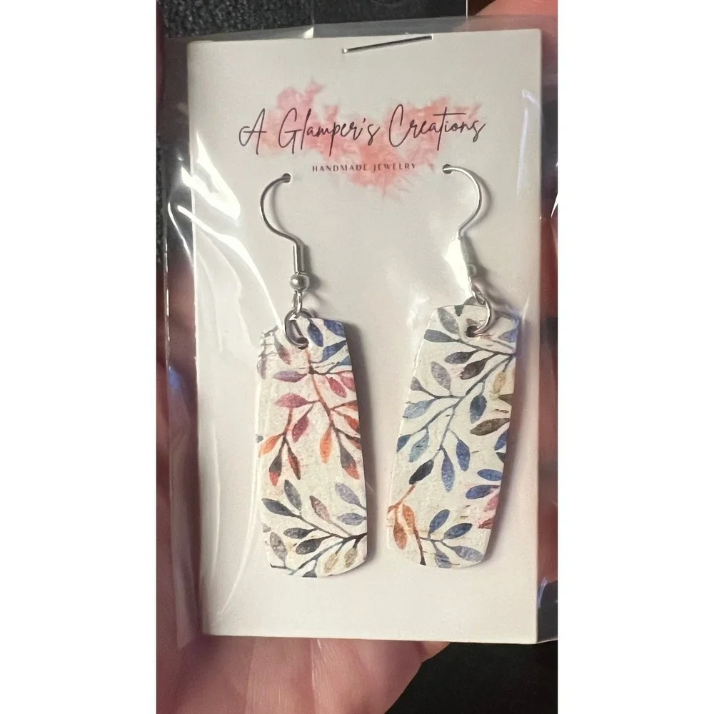 A Glamper's Creations Earrings Womens Multicolor NWT Cork Leather Mini Bar